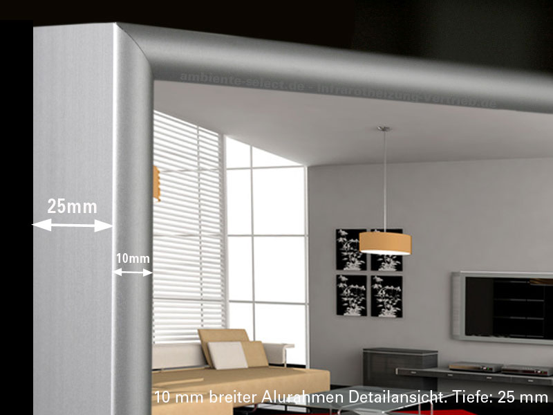 Spiegelheizung mit Alurahmen